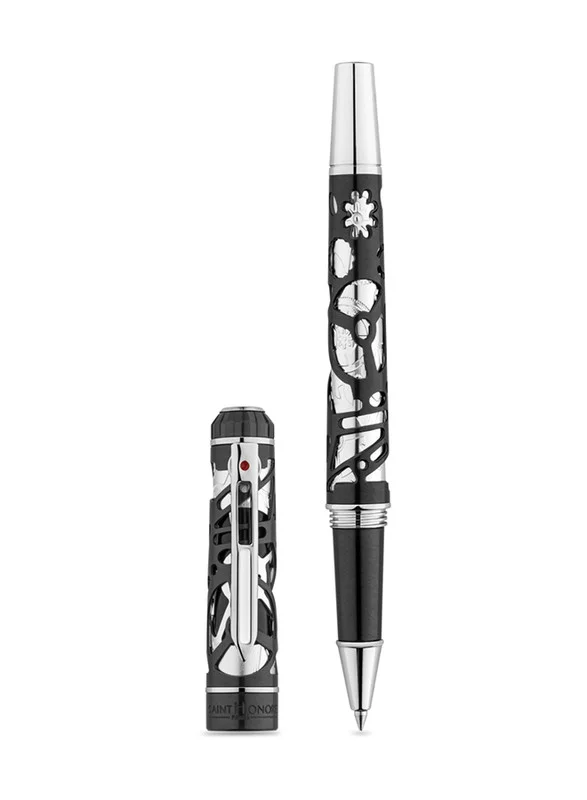 Saint Honore Paris Ion Plated Silver and Grey Pen With Stainless Steel Inlay Pen - 6811 1N - 143MM