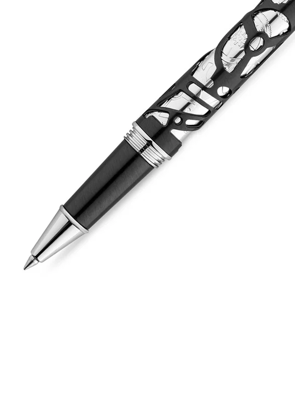 Saint Honore Paris Ion Plated Silver and Grey Pen With Stainless Steel Inlay Pen - 6811 1N - 143MM
