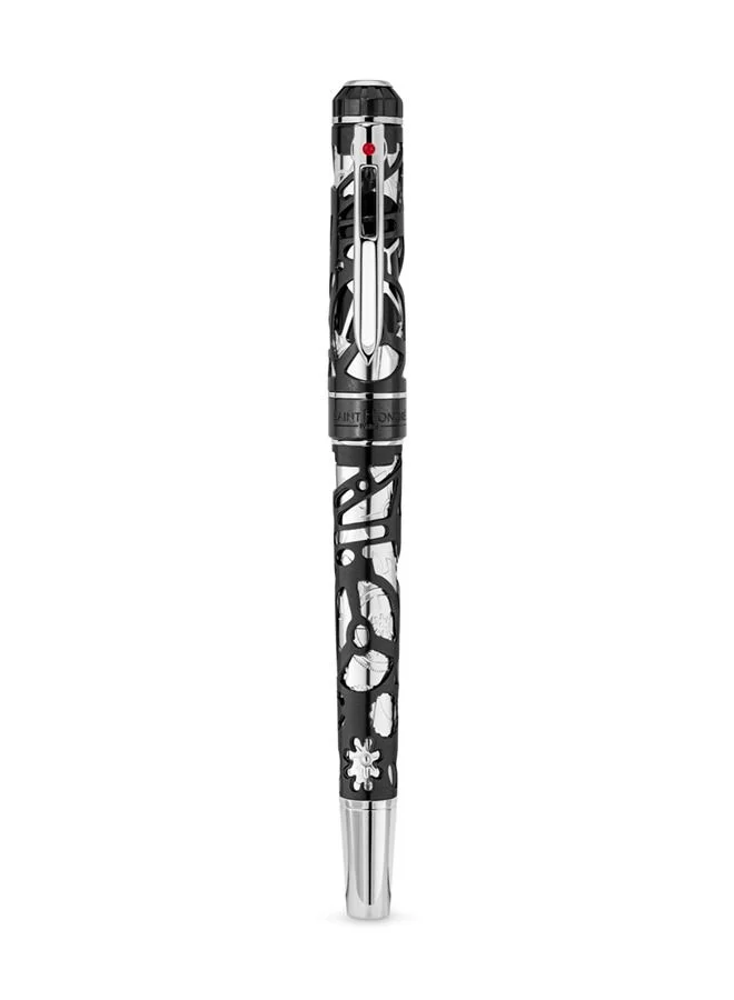 Saint Honore Paris Ion Plated Silver and Grey Pen With Stainless Steel Inlay Pen - 6811 1N - 143MM