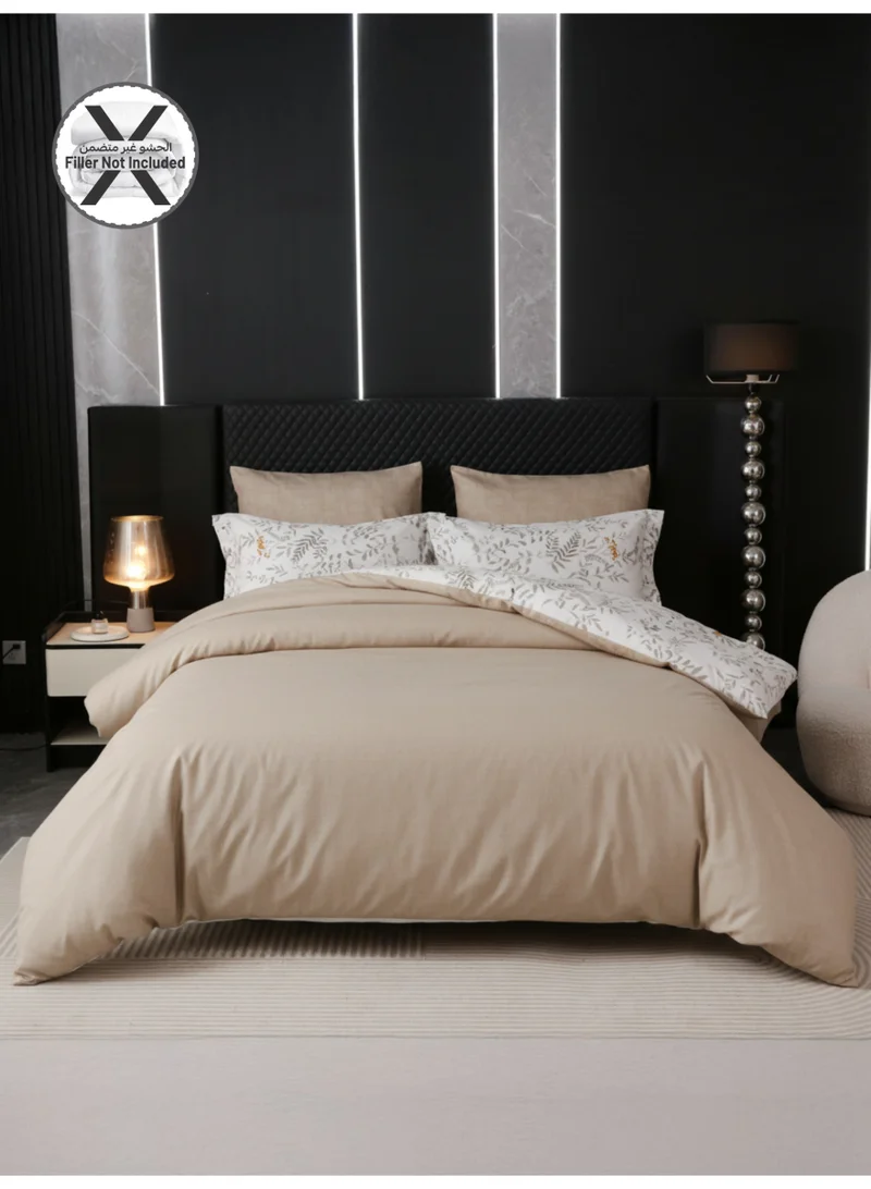 Donetella Printed Duvet Set, Queen Size Fits 180x200 cm - 4-Pcs Bed Set, Brushed Microfiber Fabric - 1 Duvet Cover, 1 Fitted Sheet, 1 Pillow Shams, 1 Pillowcases (Filler Not Included)