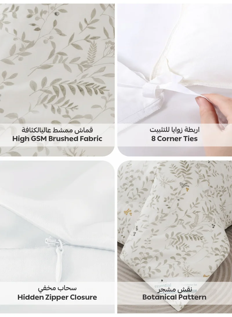 Donetella QUEEN (180x200 cm) Printed Duvet Set, Queen Size Fits 180x200 cm - 4-Pcs Bed Set, Brushed Microfiber Fabric - 1 Duvet Cover, 1 Fitted Sheet, 1 Pillow Shams, 1 Pillowcases (Filler Not Included)  | Best Price UAE