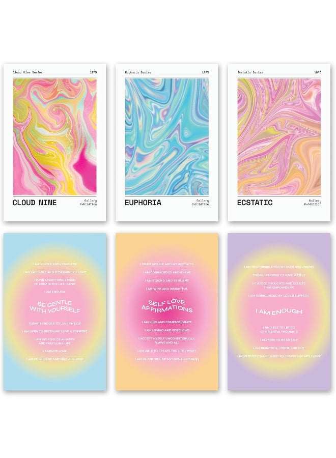 Throwback Traits Y2K Euphoria Wall Art Set - 11X17 Groovy Pastel Affirmations Posters, Premium 300 Gsm Paper, Mood-Enhancing Decor, Pack Of 6, Unframed - Image 1