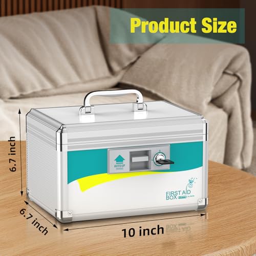 Glosen Medicine Lock Box, Medication Lock Box,Locking Medicine Box, Security Lock Boxes【Small】 10x6.7x6.7 Inch,First Aid Key,Lock Box for Medication - Image 2