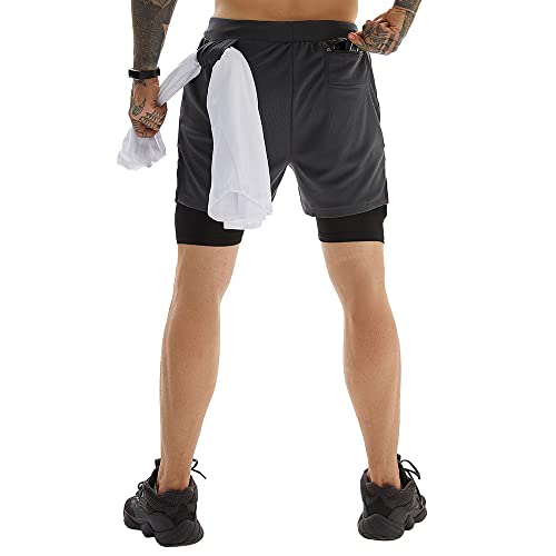 OEBLD Mens Athletic Shorts 2-in-1 Gym Workout Running 7'' Shorts with Towel loop - Image 2