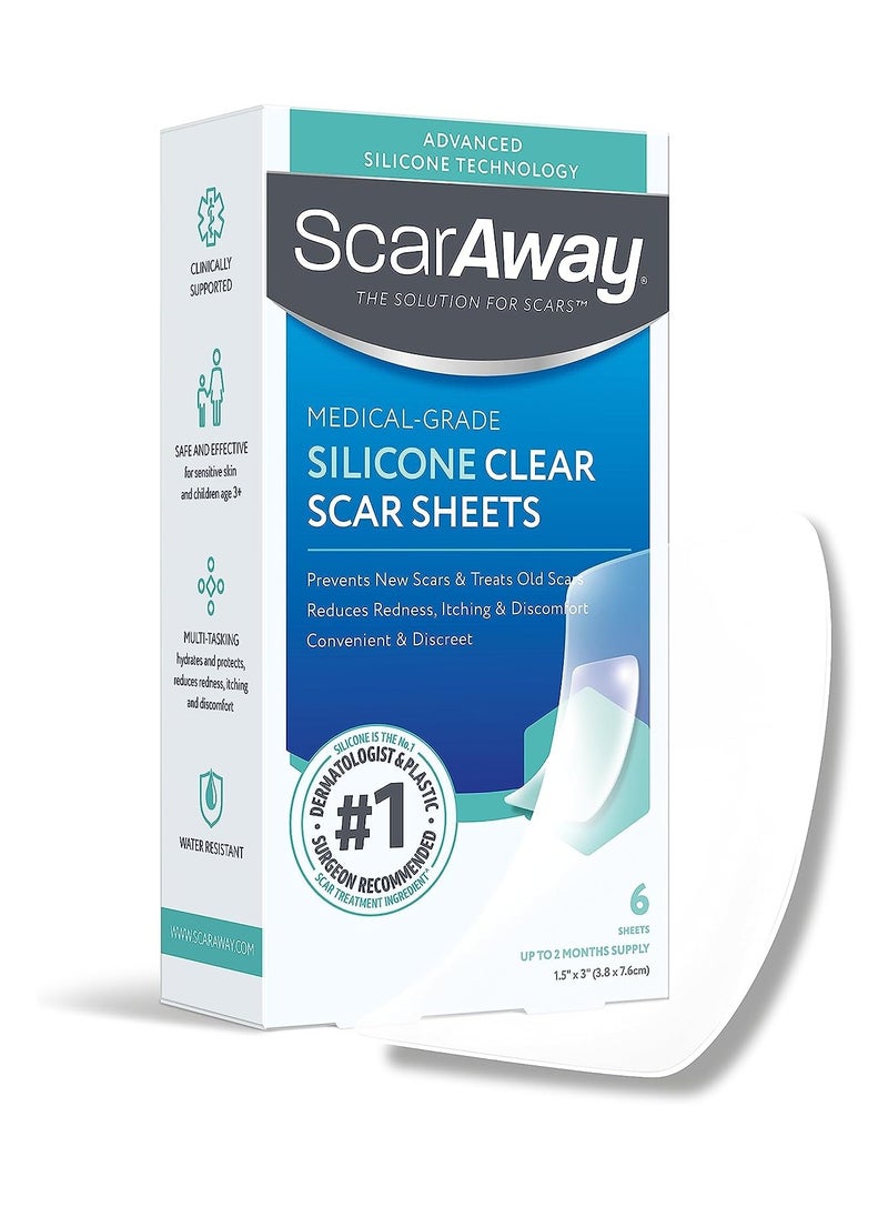 scaraway - Clear Silicone Scar Sheets, White, 6 Count - Image 1
