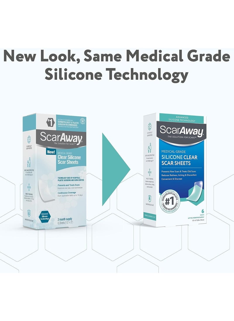 scaraway - Clear Silicone Scar Sheets, White, 6 Count - Image 1