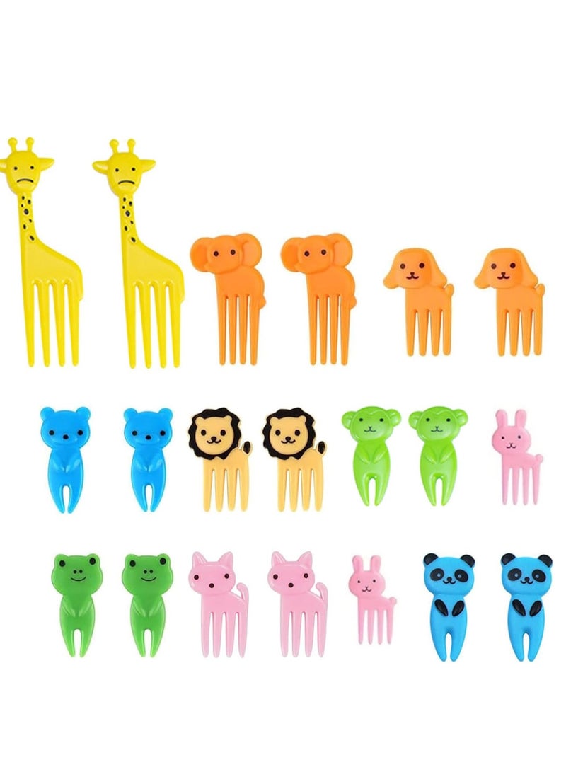 شوك فاكهة صغيرة بتصميم أشكال كرتون وحيوانات لطيفة للحلوى والفاكهة والمعجنات وحفلات الأطفال وتزيين الطعام - مجموعة من 20 قطعة - Image 1