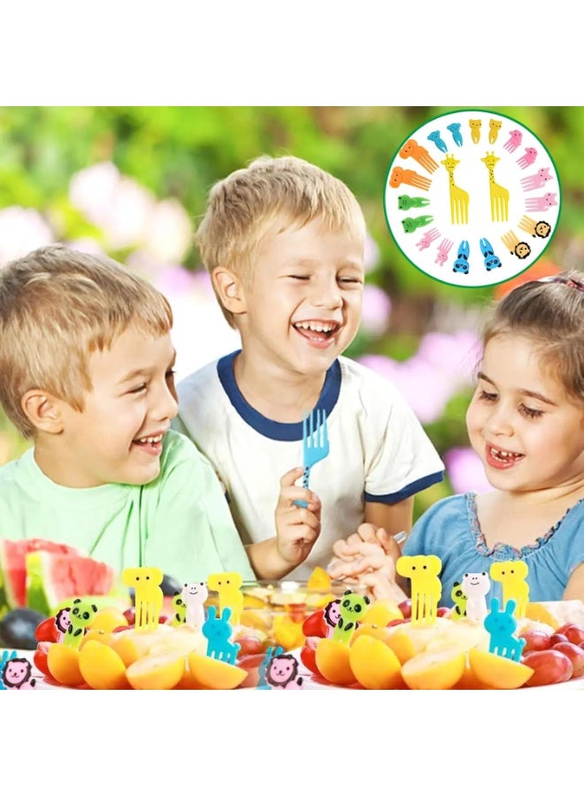 شوك فاكهة صغيرة بتصميم أشكال كرتون وحيوانات لطيفة للحلوى والفاكهة والمعجنات وحفلات الأطفال وتزيين الطعام - مجموعة من 20 قطعة - Image 4