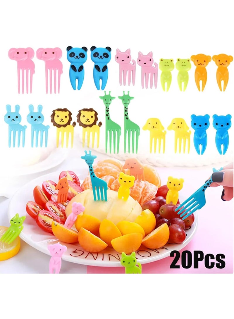 شوك فاكهة صغيرة بتصميم أشكال كرتون وحيوانات لطيفة للحلوى والفاكهة والمعجنات وحفلات الأطفال وتزيين الطعام - مجموعة من 20 قطعة - Image 3