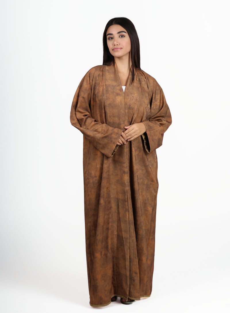 جميلة عباية ثنائية اللون قابلة للعكس - ذهبي وصدئ - Image 3