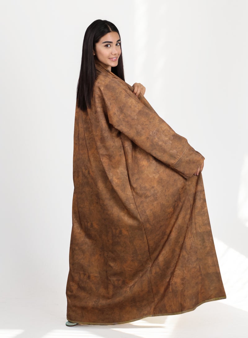 جميلة عباية ثنائية اللون قابلة للعكس - ذهبي وصدئ - Image 4