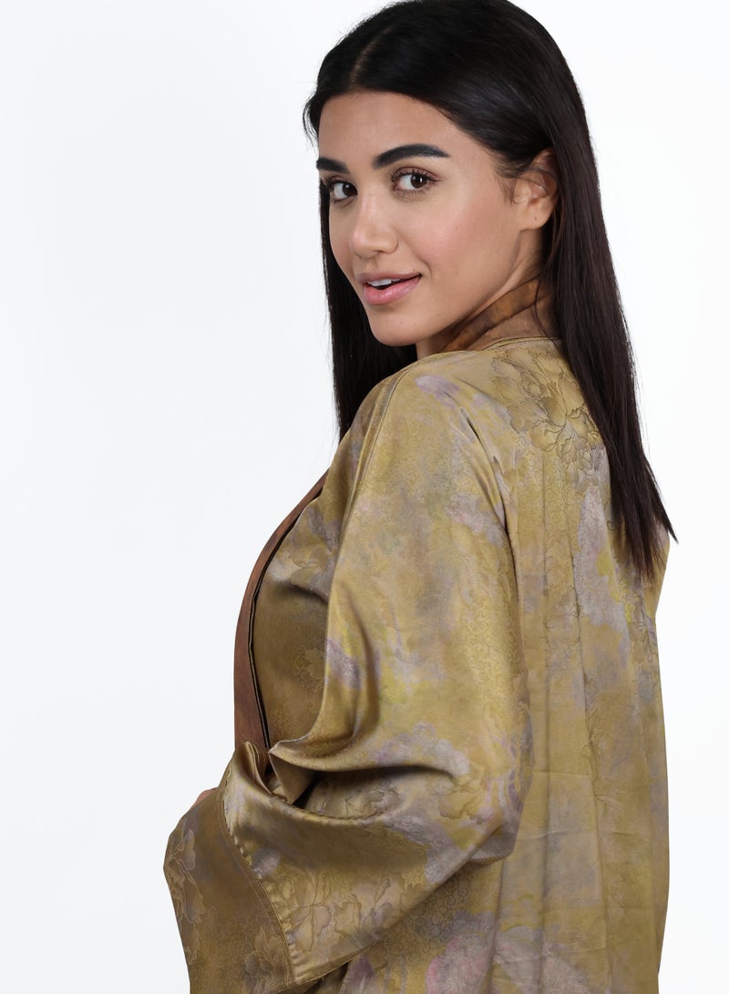 جميلة عباية ثنائية اللون قابلة للعكس - ذهبي وصدئ - Image 5