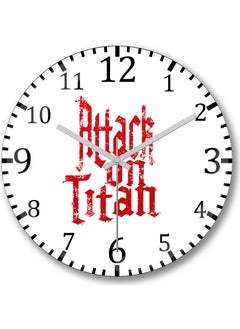 Print Shop Attack On Titan Font Logo Wall Clock Curved Real Glass