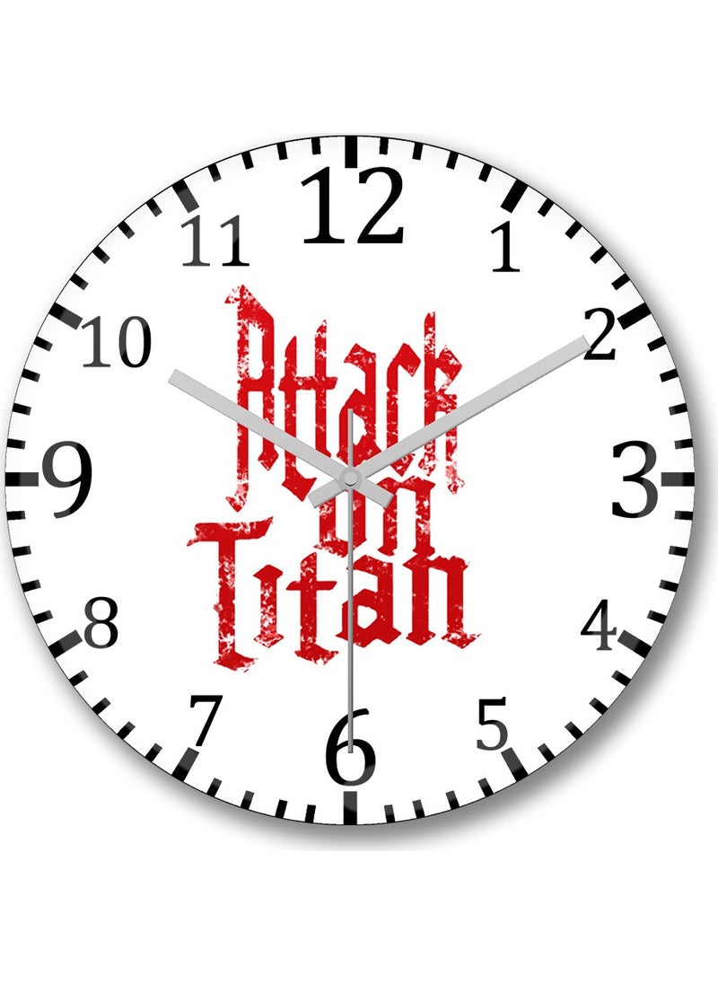 Baskı Dükkanı - Print Shop Attack On Titan Font Logo Wall Clock Curved Real Glass - Image 1