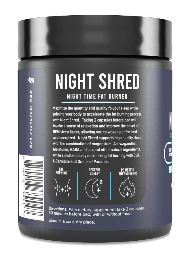 INNOSUPPS Inno Supps Night Shred Time Fat Burner Natural Sleep Support Appetite Suppressant & Weight Loss 60 Veg Capsules - Image 2