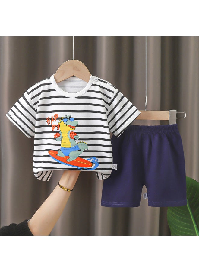 Children's Short-sleeved Suit Cotton Summer New Boys' Summer Clothing Baby T-shirt Girls' Clothing Thin Children's Clothing