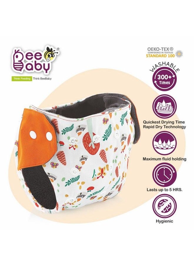 Beebaby Bumtelligent Free Size Pocket Style Cotton Cloth Baby Diaper & 2 Grey Rapidry Pads Inserts ; High Absorbent Adjustable Reusable & Washable ; 0 To 3 Years. (Autumn Feelsorange)  - Image 4