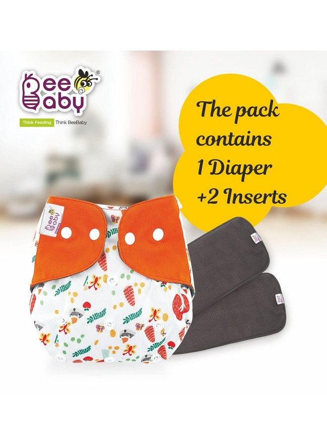 Beebaby Bumtelligent Free Size Pocket Style Cotton Cloth Baby Diaper & 2 Grey Rapidry Pads Inserts ; High Absorbent Adjustable Reusable & Washable ; 0 To 3 Years. (Autumn Feelsorange)  - Image 3