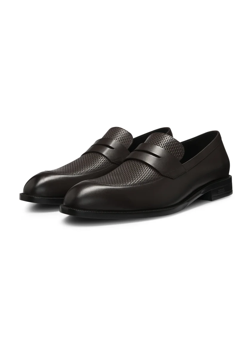 بوس Penny loafers in printed and smooth leather