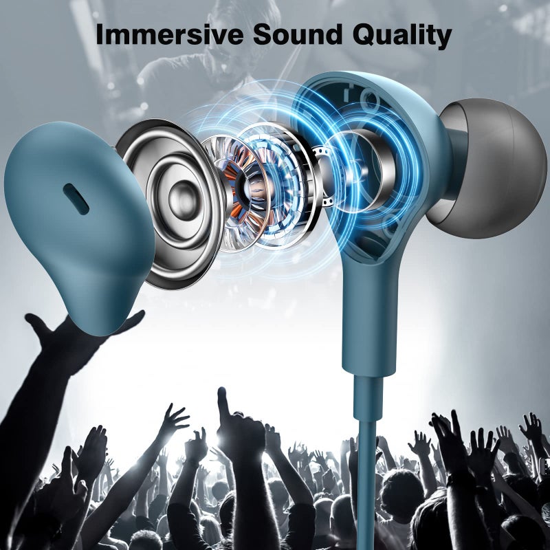 APETOO USB C Headphones for iPhone 17/16/15/Samsung S26/S25/S24 Wired Earbuds with Microphone for Galaxy S23 S22 S21 S20 Magnetic Noise Canceling in-Ear Type C Earphones for iPad 10th/Pixel 9 8 7a, Lake-Blue - Image 2