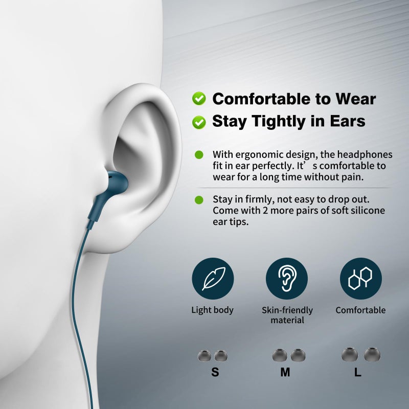 APETOO USB C Headphones for iPhone 17/16/15/Samsung S26/S25/S24 Wired Earbuds with Microphone for Galaxy S23 S22 S21 S20 Magnetic Noise Canceling in-Ear Type C Earphones for iPad 10th/Pixel 9 8 7a, Lake-Blue - Image 5