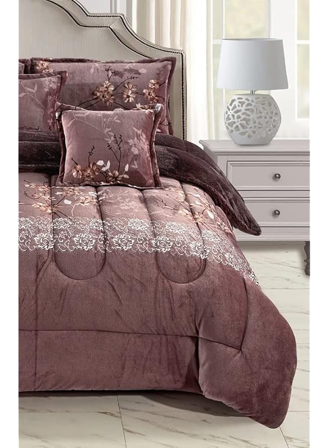 إيروريكس طقم لحاف شتوي دافئ وناعم من الفرو المخملي مقاس مفرد 160 - Image 2