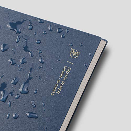 EMSHOI Graph Spiral Notebook 4 Pack, A5 Graph Paper Notebook/Journal, Waterproof PVC Cover, 100GSM Thick Paper, with Free Sticky Notes, 80 Sheets/160 Pages Per Book, 5.7" x 8.22", Coffee Blue - Image 2