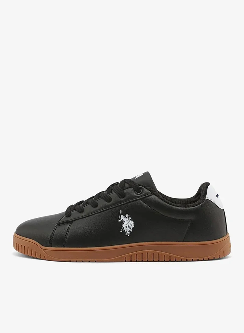 U.S. Polo Assn. black USPA Men's Casual Sneakers – Black | Classic Lace-Up Lifestyle Shoes with Durable Gum Sole for Men | Best Price UAE