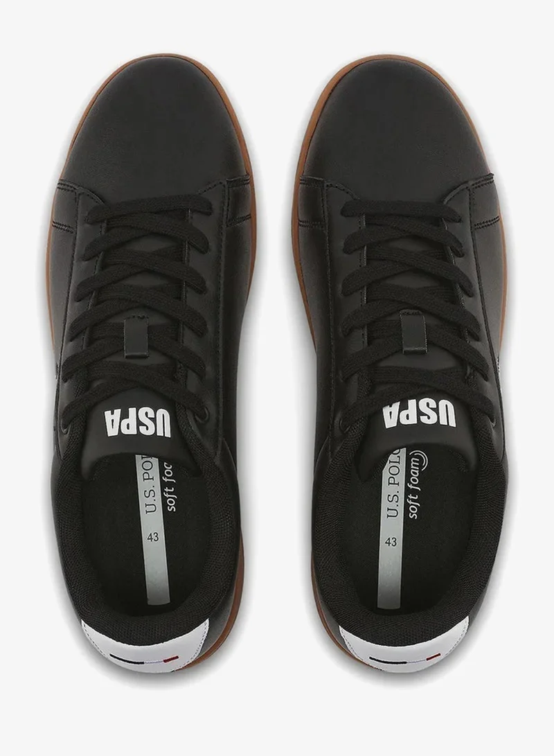 U.S. Polo Assn. black USPA Men's Casual Sneakers – Black | Classic Lace-Up Lifestyle Shoes with Durable Gum Sole for Men | Best Price UAE