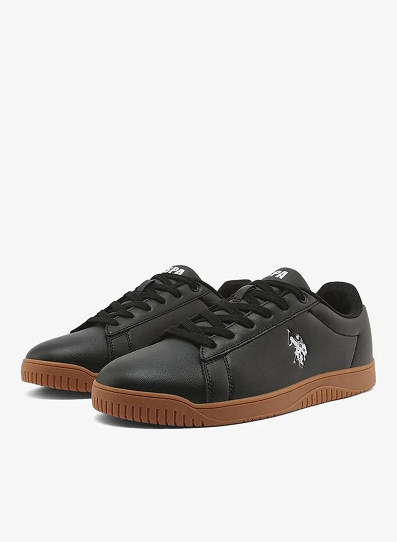 U.S. Polo Assn. black USPA Men's Casual Sneakers – Black | Classic Lace-Up Lifestyle Shoes with Durable Gum Sole for Men | Best Price UAE