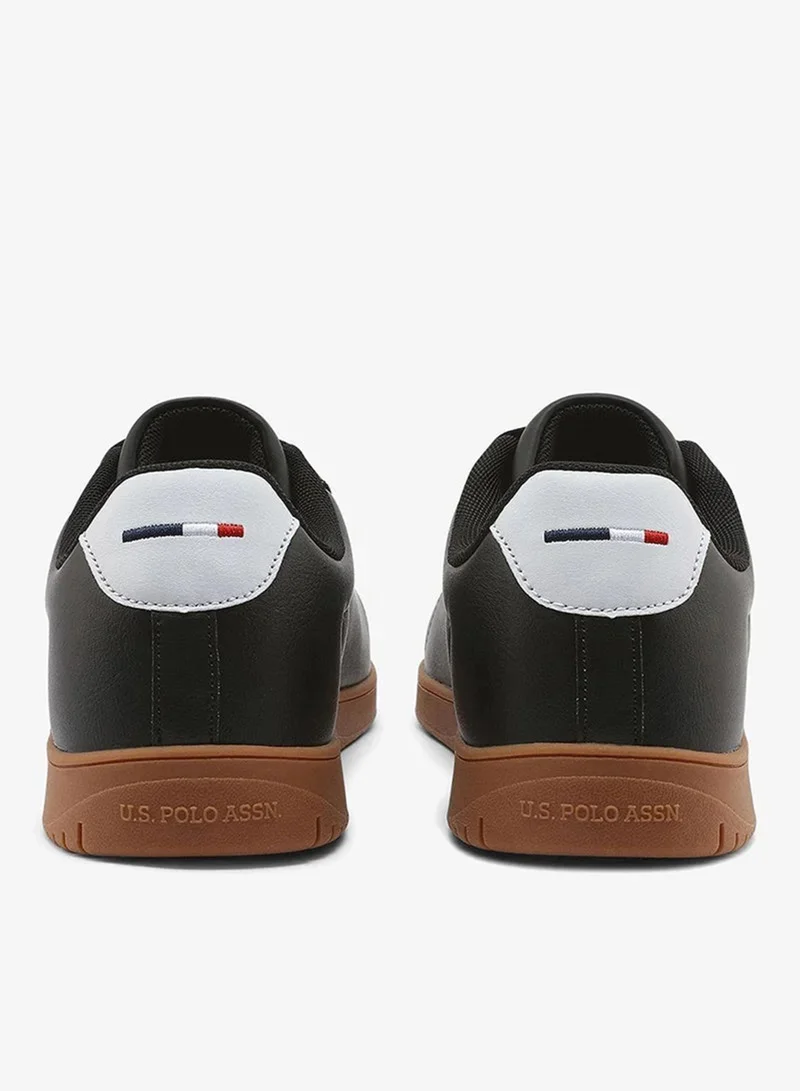 U.S. Polo Assn. black USPA Men's Casual Sneakers – Black | Classic Lace-Up Lifestyle Shoes with Durable Gum Sole for Men | Best Price UAE