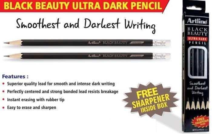 Artline Artline Black Beauty Ultra Dark Smooth Writing Pencil Extra Dark Rubber Tip Pencil Lightweight With Comfortable Grip Free Sharpener Inside Set Of 10 x Pack Of 2 - Image 4