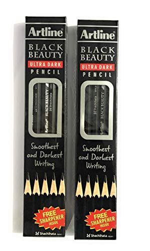 Artline Artline Black Beauty Ultra Dark Smooth Writing Pencil Extra Dark Rubber Tip Pencil Lightweight With Comfortable Grip Free Sharpener Inside Set Of 10 x Pack Of 2 - Image 1
