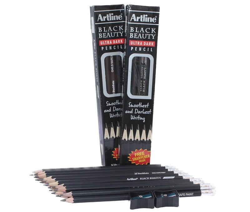 Artline Artline Black Beauty Ultra Dark Smooth Writing Pencil Extra Dark Rubber Tip Pencil Lightweight With Comfortable Grip Free Sharpener Inside Set Of 10 x Pack Of 2 - Image 3