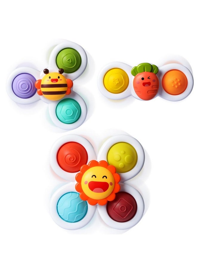 ALASOU 3Pcs Pop Suction Cup Spinner Toys For 1 Year Old Boy Girl|Novelty Spinning Tops Bath Toys Age 1-2|Sensory Baby Toys Stocking Stuffers For Toddlers 1-3|12 18 Months Boy Birthday Gift For Infant  - Image 1