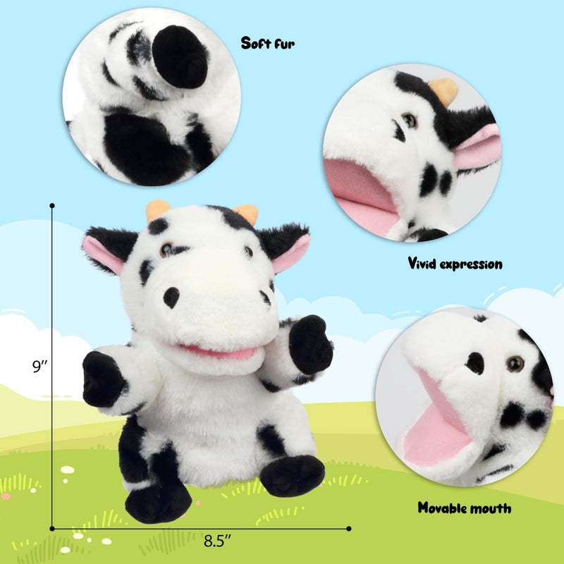 Easfan Cow Hand Puppet with Movable Mouth Interactive Storytelling Cute Soft Cow Plush Toy Creativity and Imagination Christmas Birthday Gifts for Toddlers Kids,9â€™â€™ - Image 5