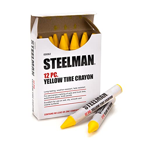 Steelman Yellow Tire Marking Crayons for Mechanics, Marks Damage on Wet and Dry Tires, Box of 12 - Image 2