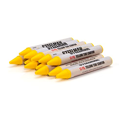 Steelman Yellow Tire Marking Crayons for Mechanics, Marks Damage on Wet and Dry Tires, Box of 12 - Image 1