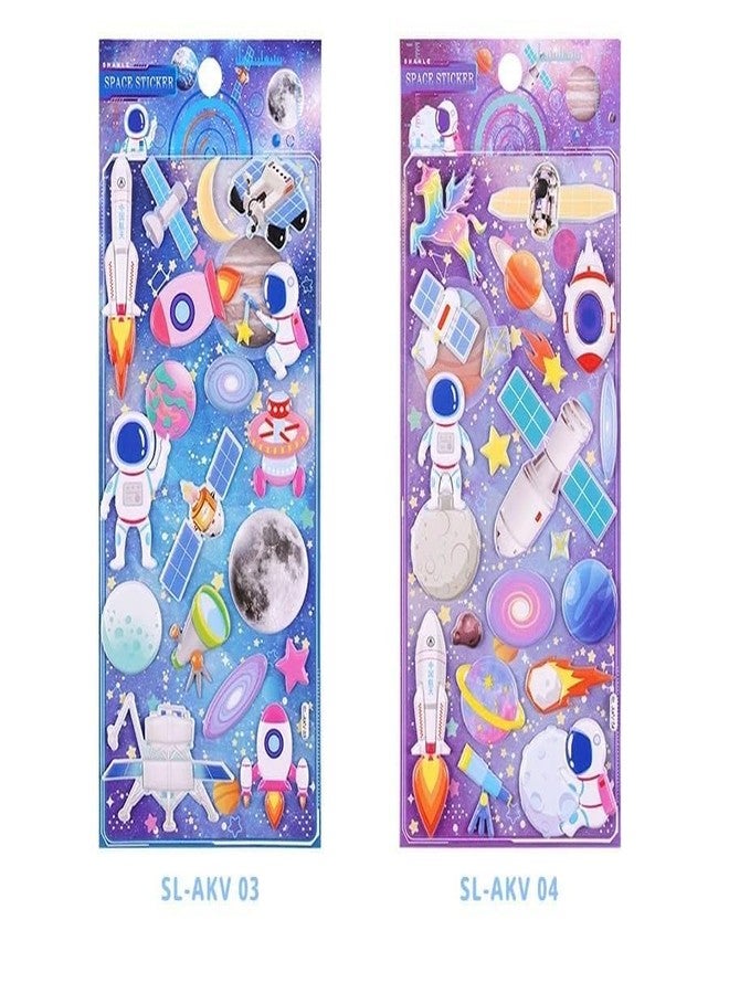 SWADEC 3D Puffy Stickers for Kids Boys Girls Self Adhesive Sticker Scrap Book Decoration Office Stationery for Boys & Girls (Pack of 6) (Space Theme) - Image 4