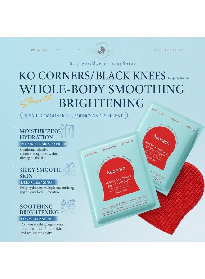 Pack of 5  Auonam Premium Exfoliating & Moisturizing Body Gloves - Deep Cleansing & Smoothing Spa Scrubsuitable for body scrubbing, dermatitis and self-tanning removal. Smooth the skin surface easily - Image 3