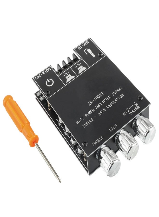 EPLZON 100W+100W Bluetooth Amplifier Board with Treble and Bass Control TPA3116D2 Chips DC 9-24V BT and AUX Inputs 2.0 Channel Stereo AMP Board for DIY Wireless Speakers Password Free(ZK-1002T) - Image 1
