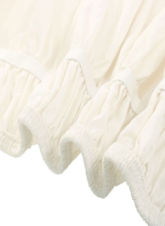 PiccoCasa Bed Skirt Wrap Around Bedskirt Three Fabric Sides Elastic Dust Ruffle, Easy Fit - with 15 Inch Drop Queen Beige - Image 4
