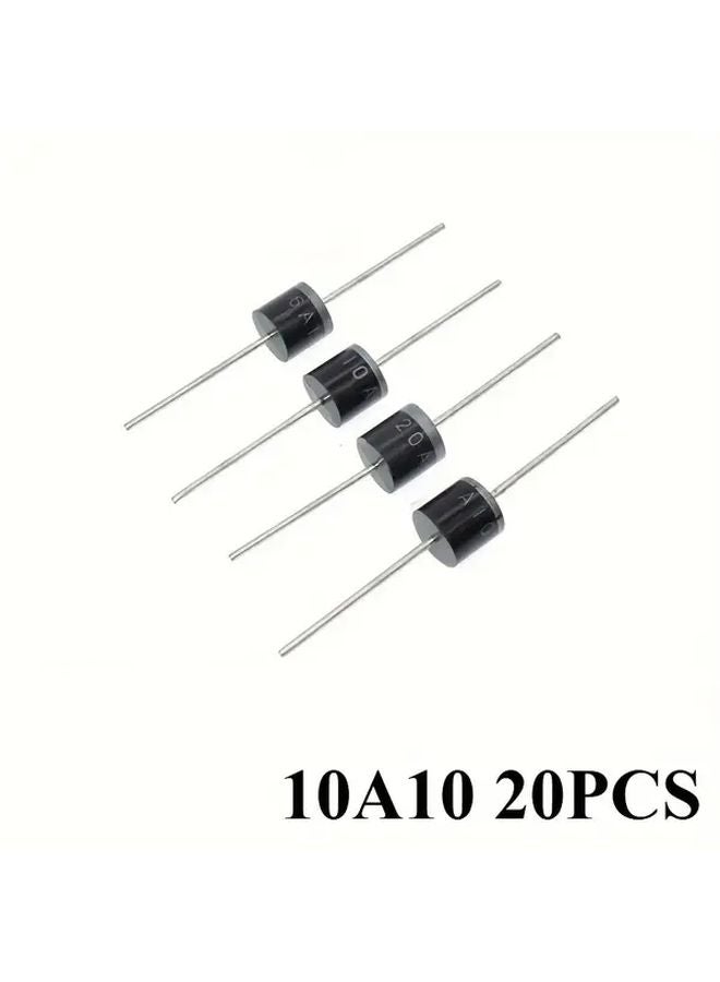 20 قطعة من الصمامات الثنائية المعدلة 10A10 1000V محورية التوصيل للتركيب عبر الفتحة متوافقة مع RoHS - Image 1
