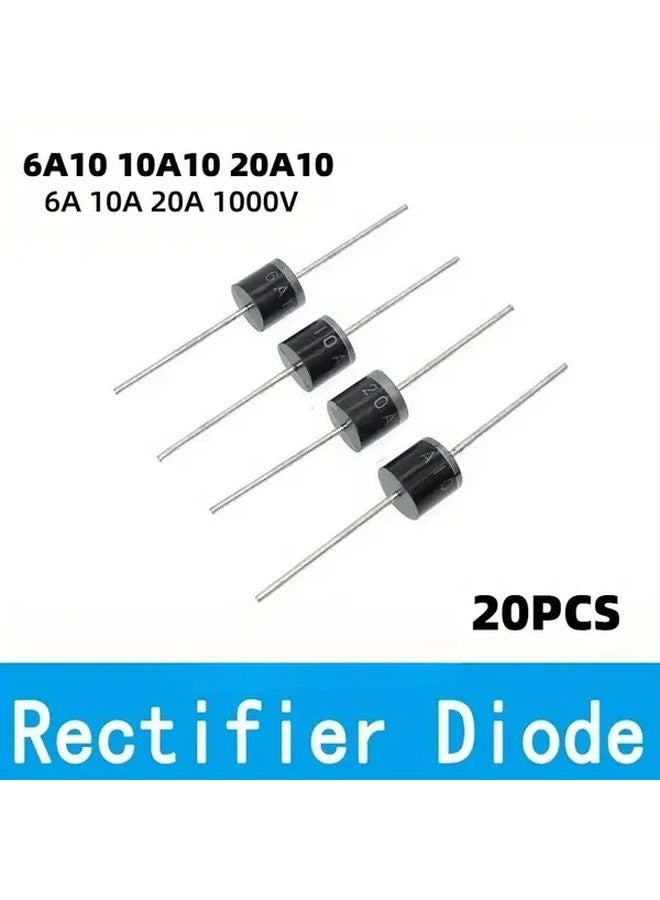 20 قطعة من الصمامات الثنائية المعدلة 10A10 1000V محورية التوصيل للتركيب عبر الفتحة متوافقة مع RoHS - Image 2