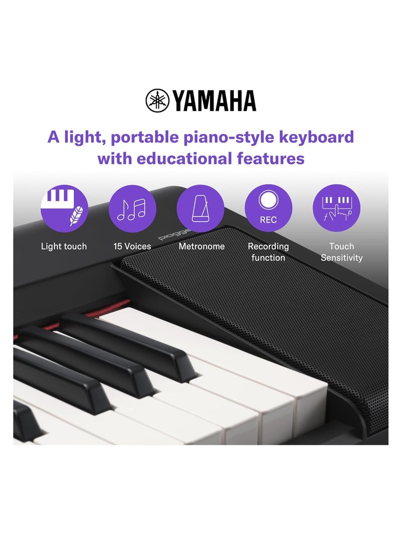YAMAHA - بيانو ياماها بياجيرو الرقمي المحمول للغاية بـ 61 مفتاحًا، أسود (NP15WH) - Image 1