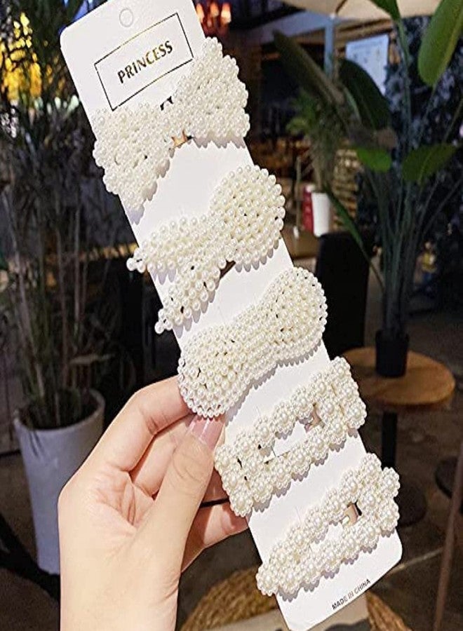 Kiyan 8 Piece Korean Style Pearl Barrettes Women's Set Hairpin Korean Style Hair Clip Marble Alligator Hair Clip Hair pins Lock Pin Jewelry Hair Accessories set Pearl Clips - Image 5