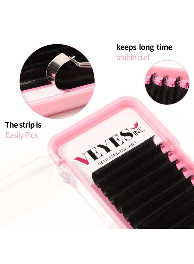 VEYES INC Easy Fan Volume Lash Extensions 03 05 07 J/B/L/C/CC/D/DD Curl 8-25mm Mixed & Single Length Tray, Matte Black Self Fanning Eyelashes, Professional Supplies for Lash Techs (0.07 D 8-16mm) - Image 2