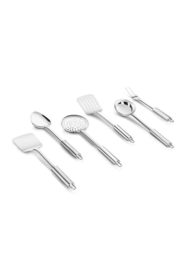 7 Piece Multi Functional Stainless Steel Kitchenware With Holder Stand Silver - Image 4