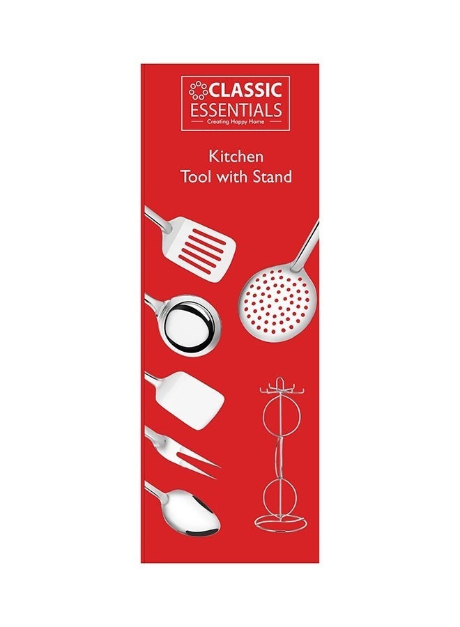 7 Piece Multi Functional Stainless Steel Kitchenware With Holder Stand Silver - Image 5