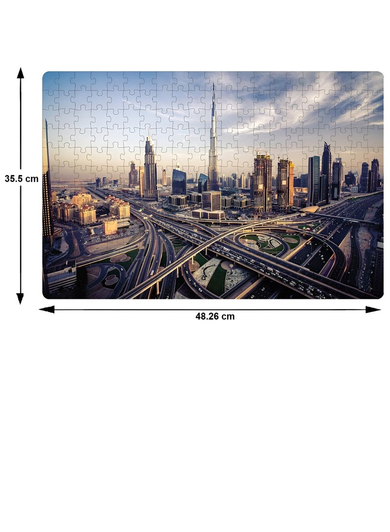 DECOR SOUQ Dubai Skyline Puzzle for Kids & Adults - 200 Pieces Jigsaw Puzzle Featuring Burj Khalifa and Sheikh Zayed Road | 48.26 x 35.5 cm | Premium Quality Cardboard Puzzle | UAE Gift Souvenir | Educational and Fun Game for Teens, Adults, Families | Dubai Cityscape Puzzle with Box Packaging for Travel, School or  Gift Idea - Image 5